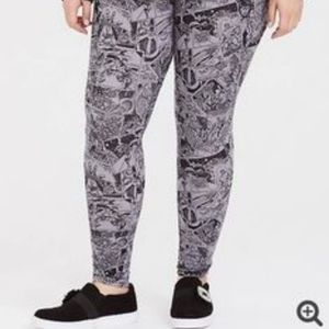 Torrid Marvel Comic strip leggings gray black print size 2